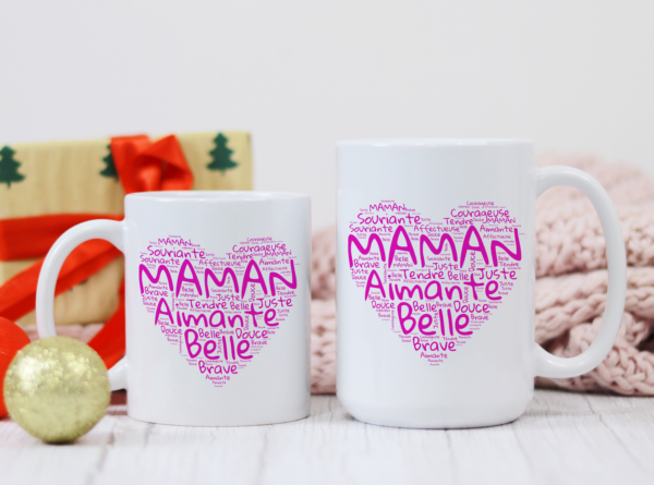 Mug fête des mères maman cœur rose – Image 3