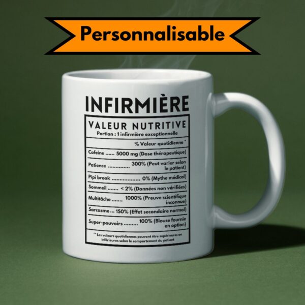 Mug Infirmière drôle valeur nutritive