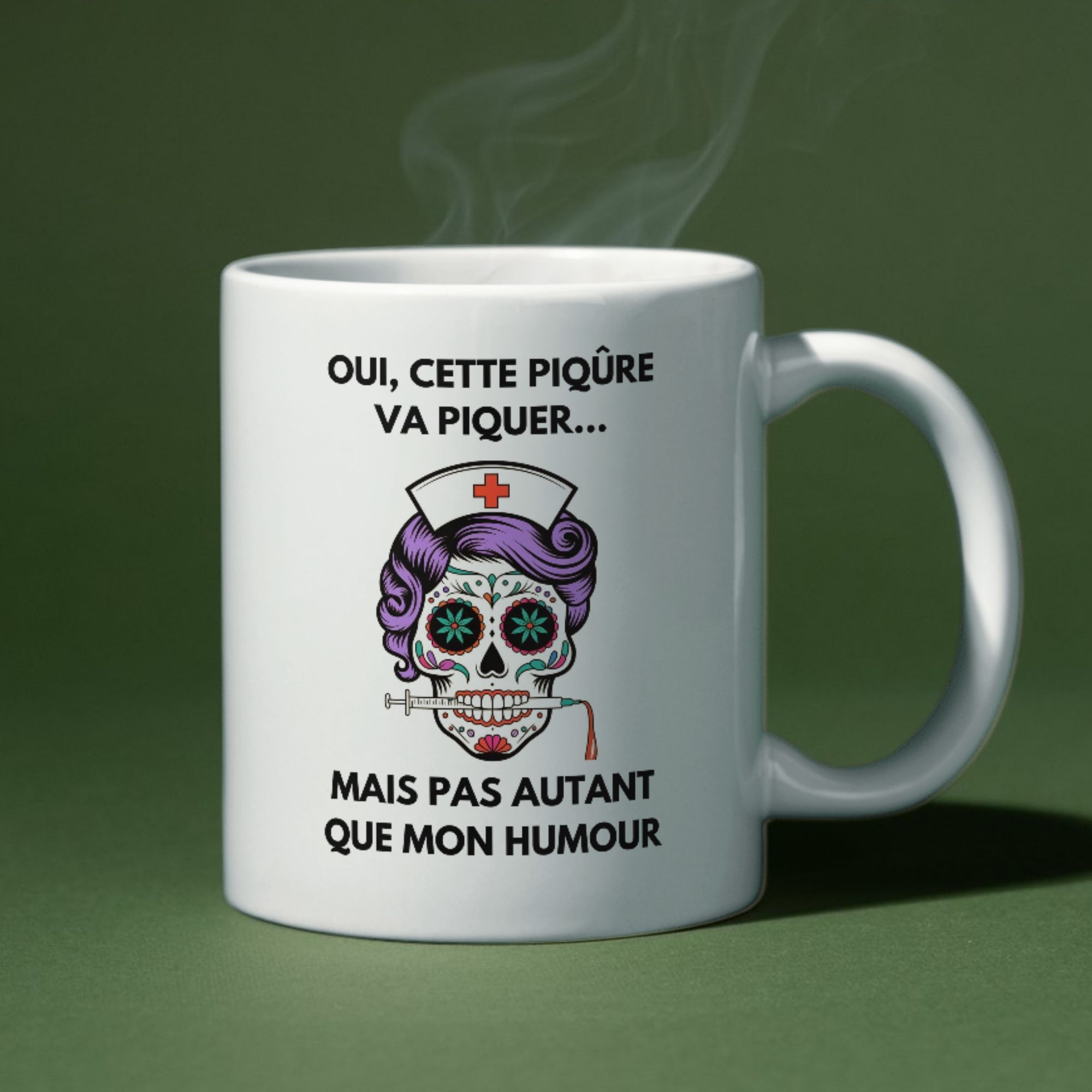 Mug humour noir pour infirmière 1 infirmière piqure va piquer