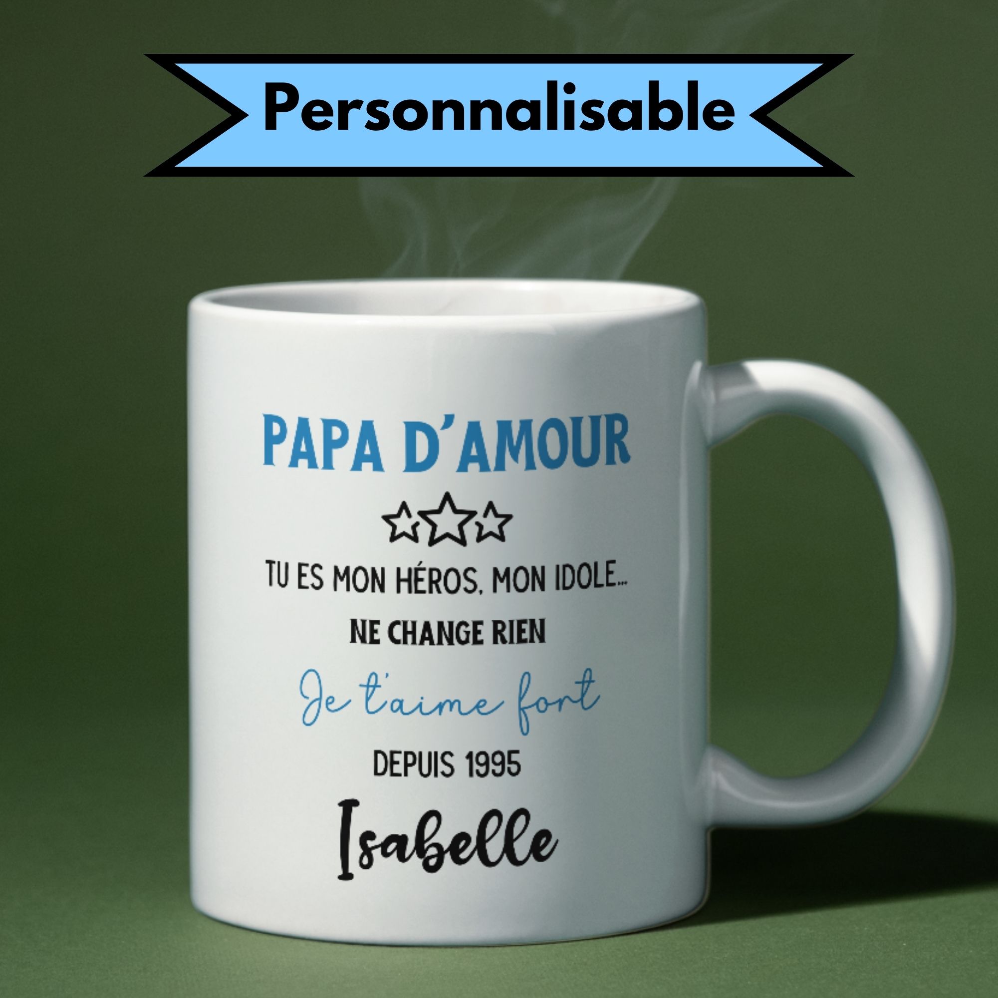 Mug papa d'amour personnalisé 1 Mug papa d'amour personnalisé