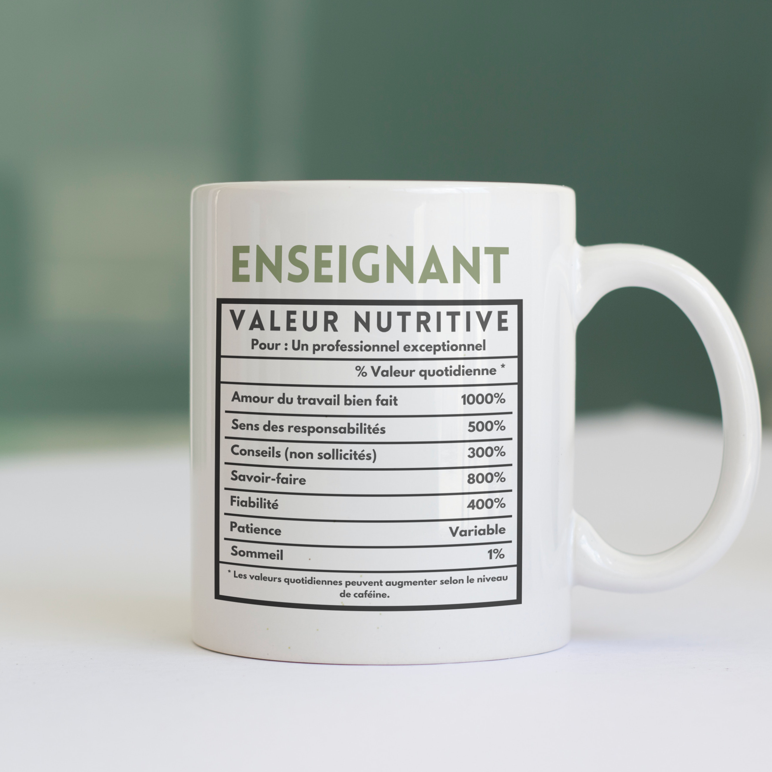 Mug Enseignant Valeur Nutritive 1 Mug Enseignant Valeur Nutritive