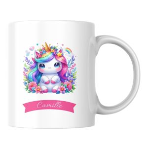 Mug Licorne Fleurie Personnalisé