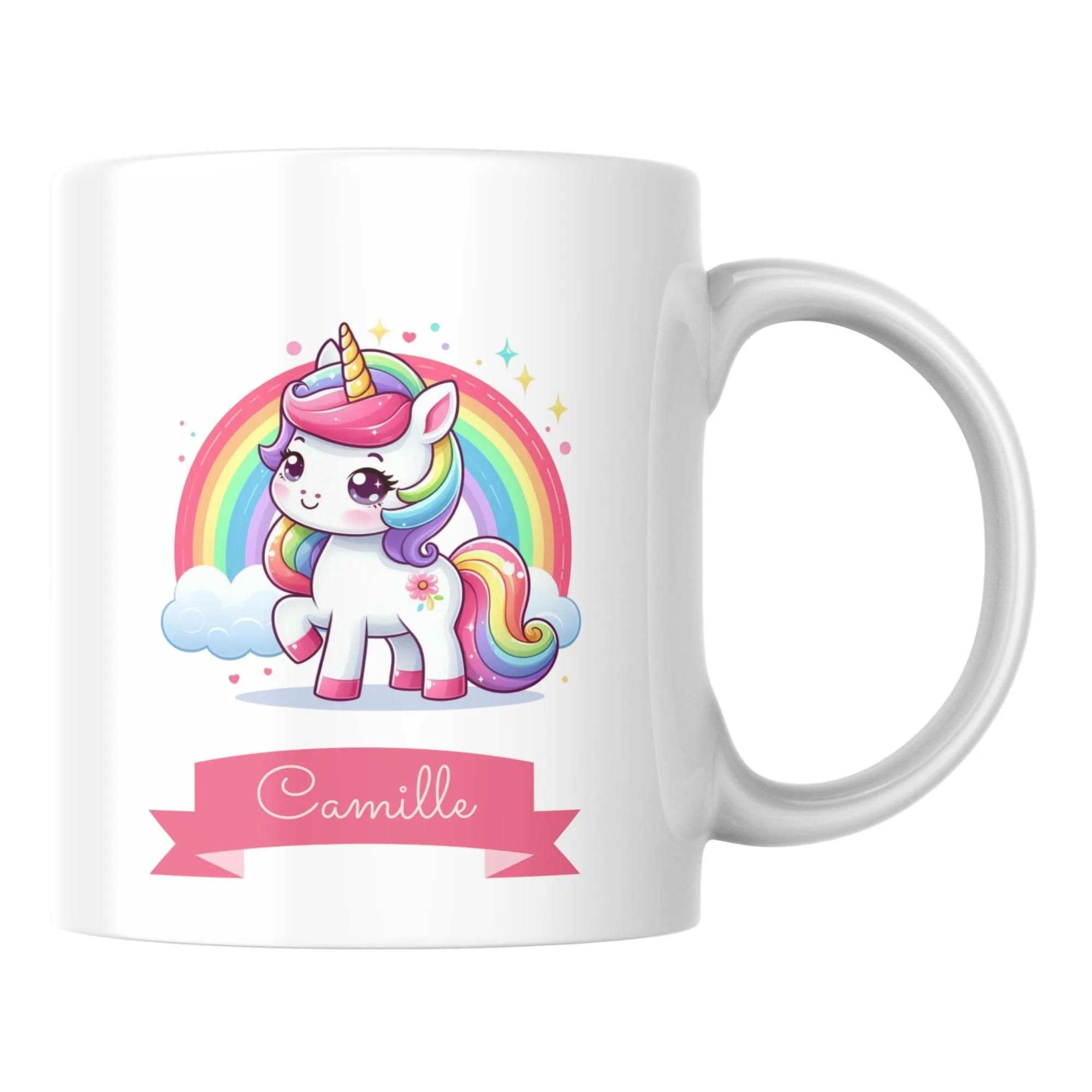 Mug Licorne Personnalisable avec Prénom – Licorne Arc-en-ciel Féérique 1 Mug Licorne Personnalisable avec Prénom – Licorne Arc-en-ciel Féérique