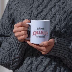 Mug collègue qui déchire en céramique blanc
