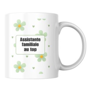 Mug fleuri Assistante familiale au top