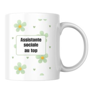 Mug fleuri Assistante sociale au top