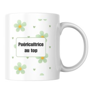 Mug fleuri Puéricultrice au top