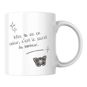 Mug citation bonheur Vivre sa vie en couleur