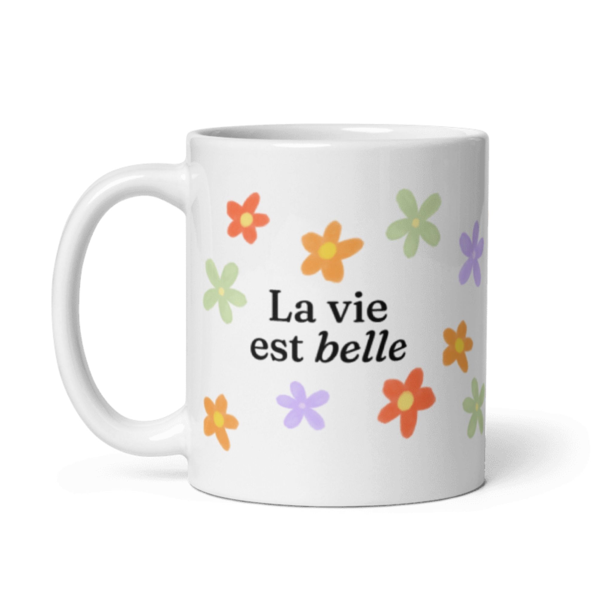 Mug fleuri La vie est belle 2 Mug fleuri La vie est belle – Image 2