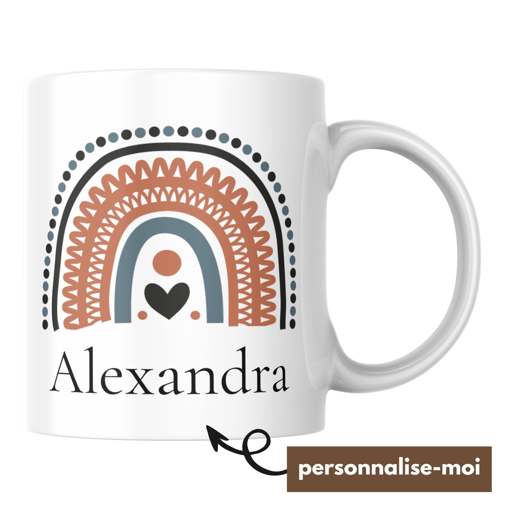 Mug Prénom Arc-en-Ciel Bohème Personnalisé 1 Mug Prénom Arc-en-Ciel Bohème Personnalisé