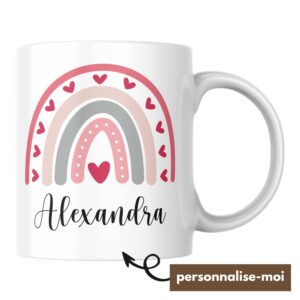 Mug Prénom Arc-en-Ciel Rose Personnalisé