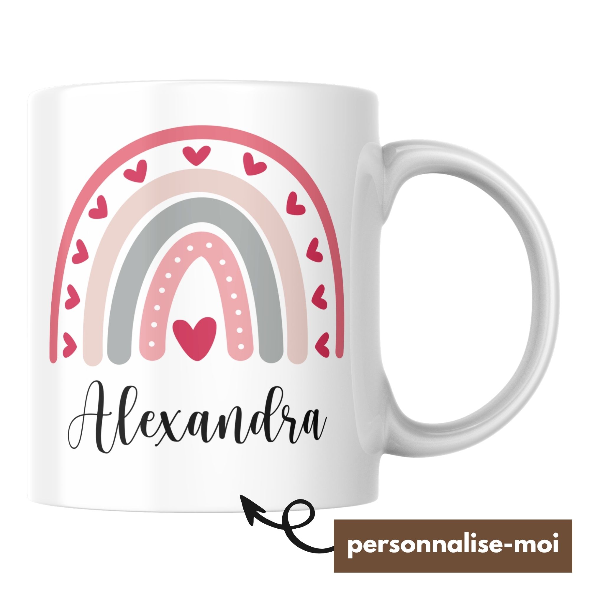 Mug Prénom Arc-en-Ciel Rose Personnalisé 1 Mug Prénom Arc-en-Ciel Rose Personnalisé