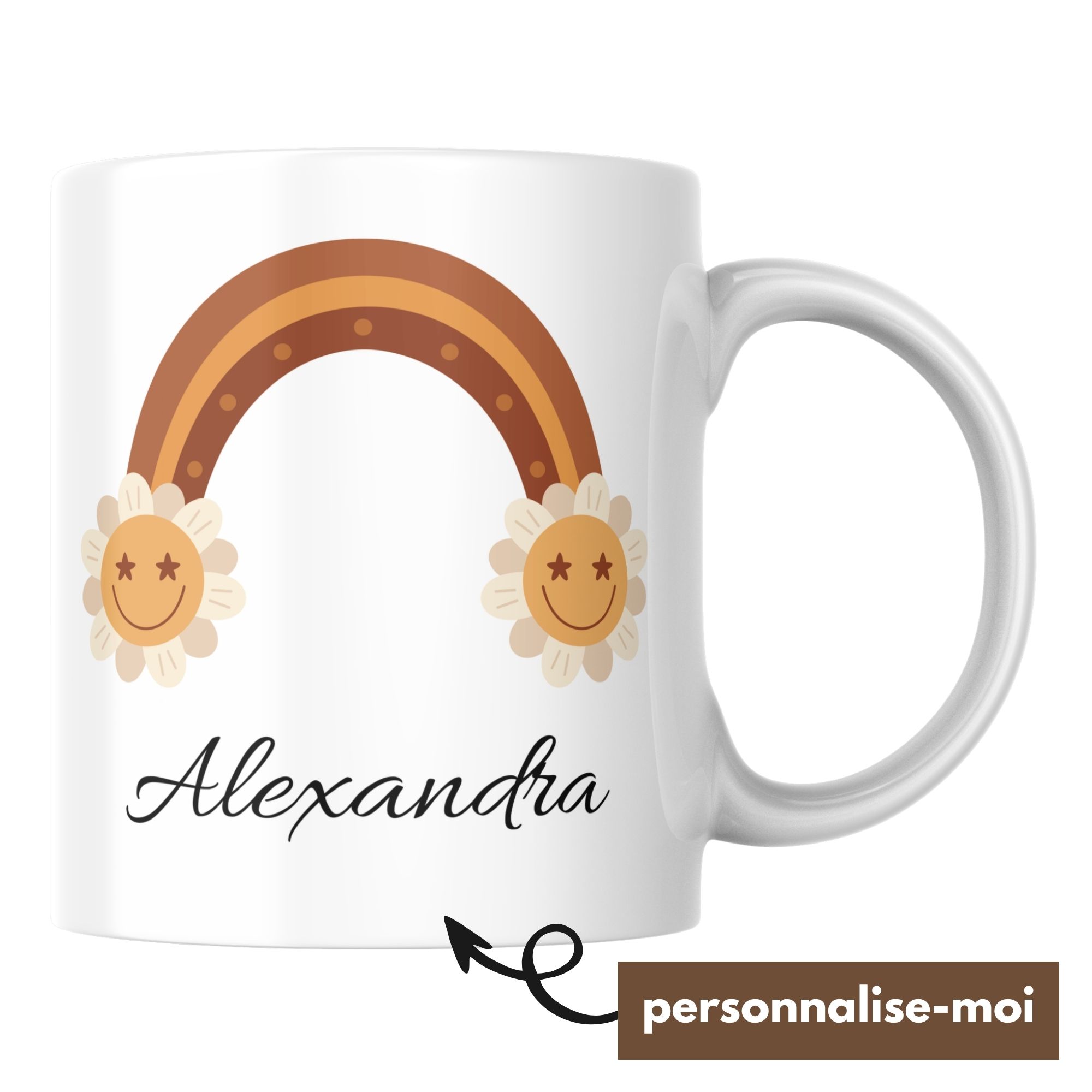 Mug Prénom Arc-en-Ciel Marguerite Personnalisé 1 Mug Prénom Arc-en-Ciel Marguerite Personnalisé