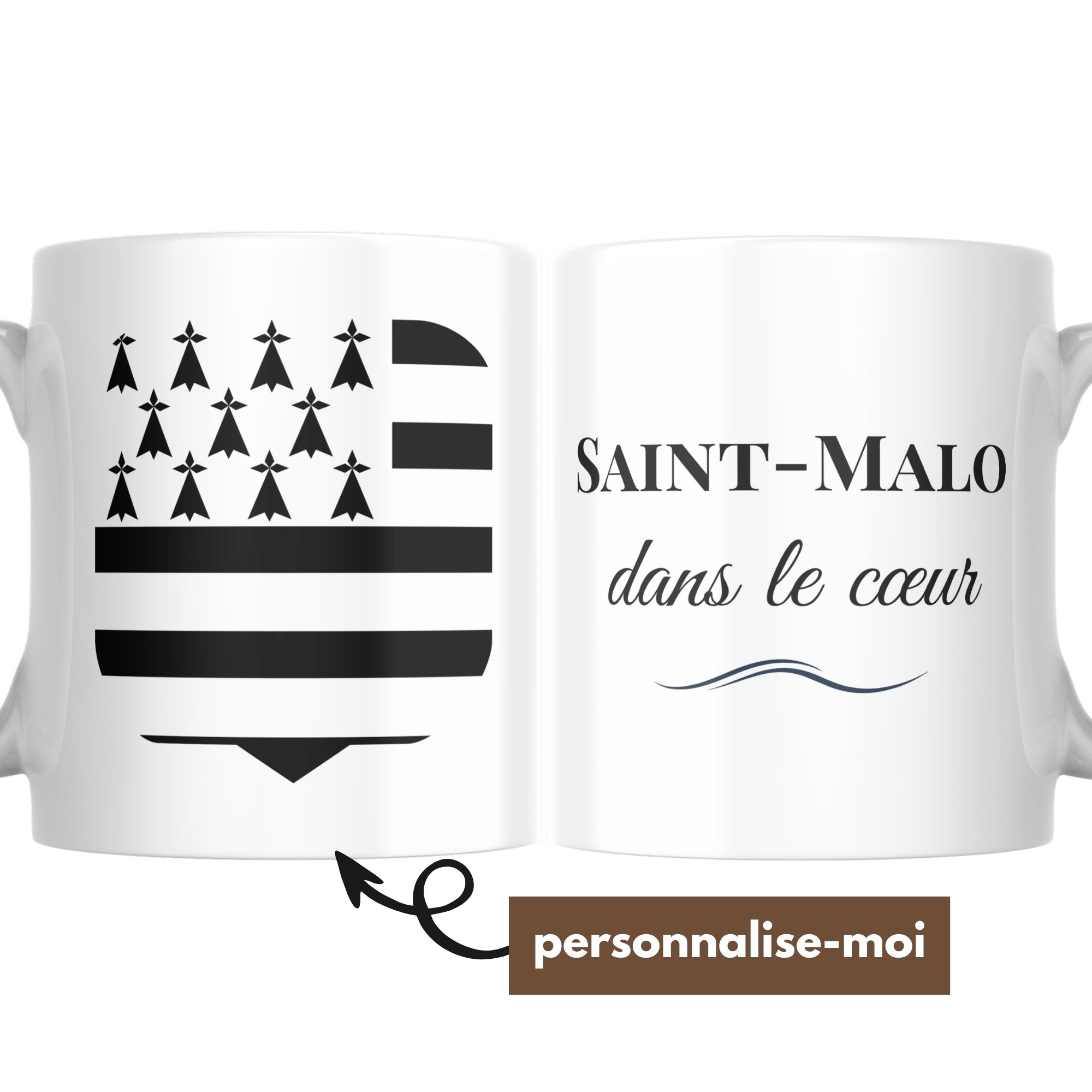 Mug Saint-Malo dans le Cœur avec Drapeau Breton 1 Mug Saint-Malo dans le Cœur avec Drapeau Breton
