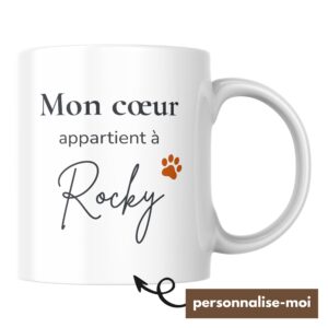 Mug Chien Personnalisé Mon Cœur Appartient à Mon Chien