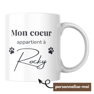 Mug Chien Personnalisé Mon Cœur Appartient à