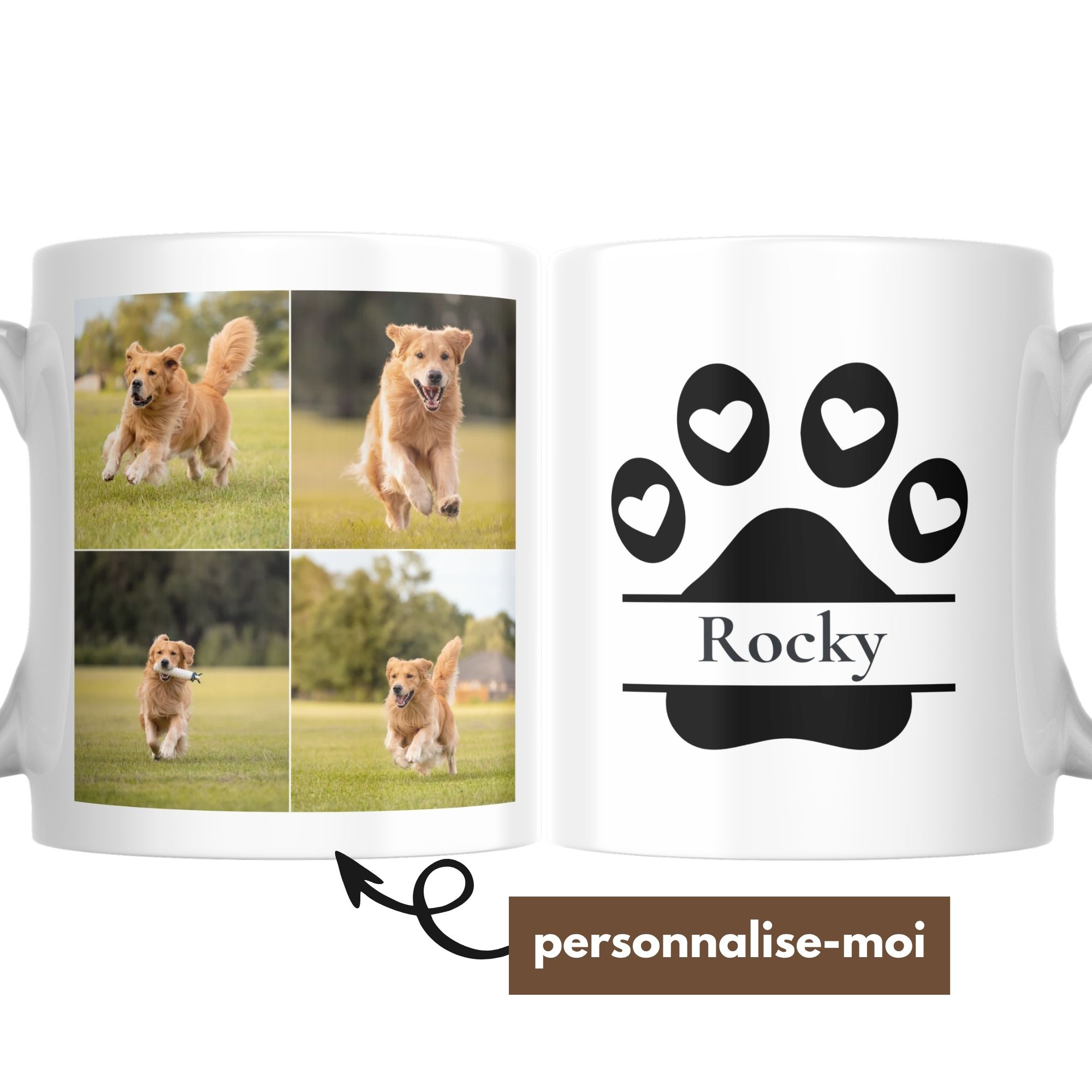 Mug Chien Personnalisé Collage Photos et Prénom 1 Mug Chien Personnalisé Collage Photos et Prénom