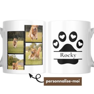 Mug Chien Personnalisé Patchwork Photos et Prénom