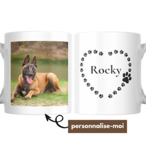 Mug Chien Personnalisé Photo et Cœur avec Prénom