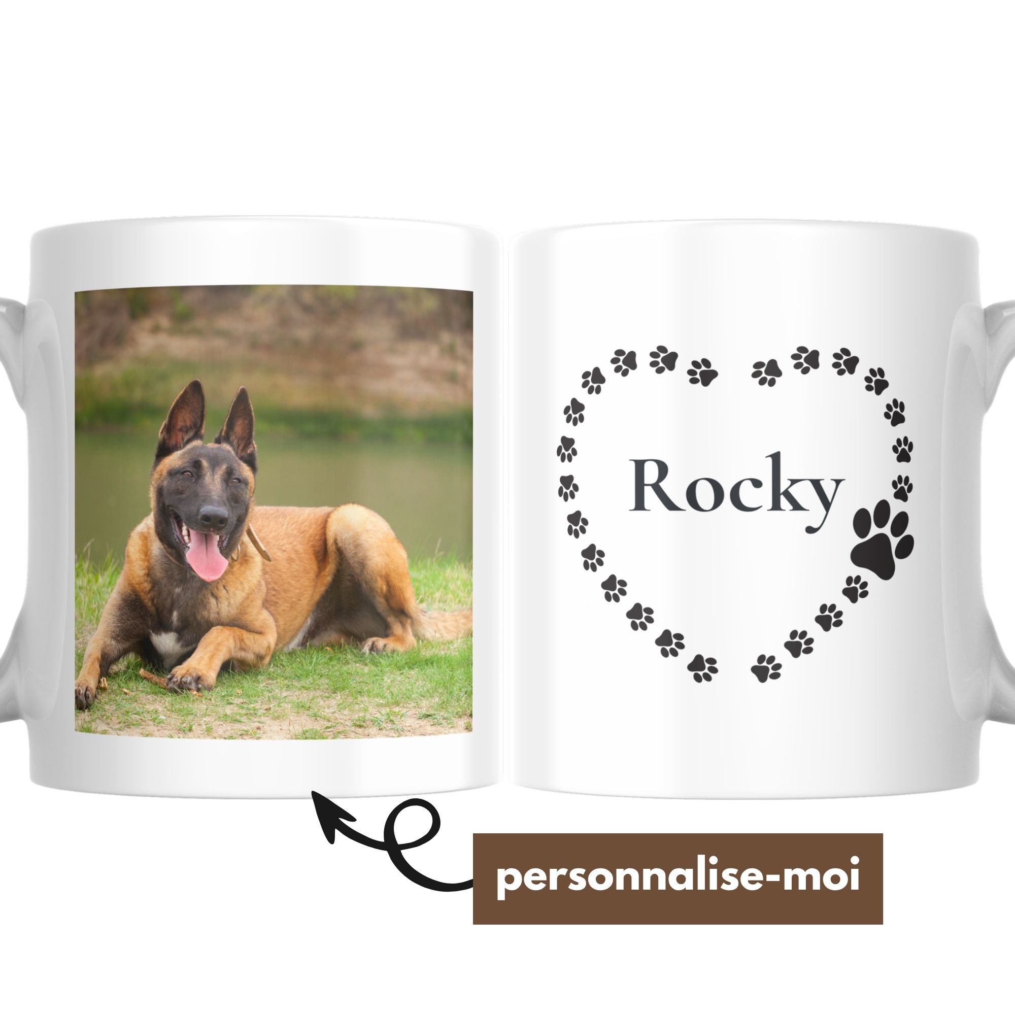 Mug Chien Personnalisé Photo et Cœur avec Prénom 1 Mug Chien Personnalisé Photo et Cœur avec Prénom