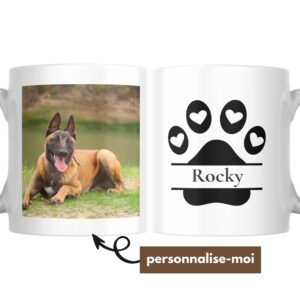Mug Chien Personnalisé Photo et Empreintes avec Prénom