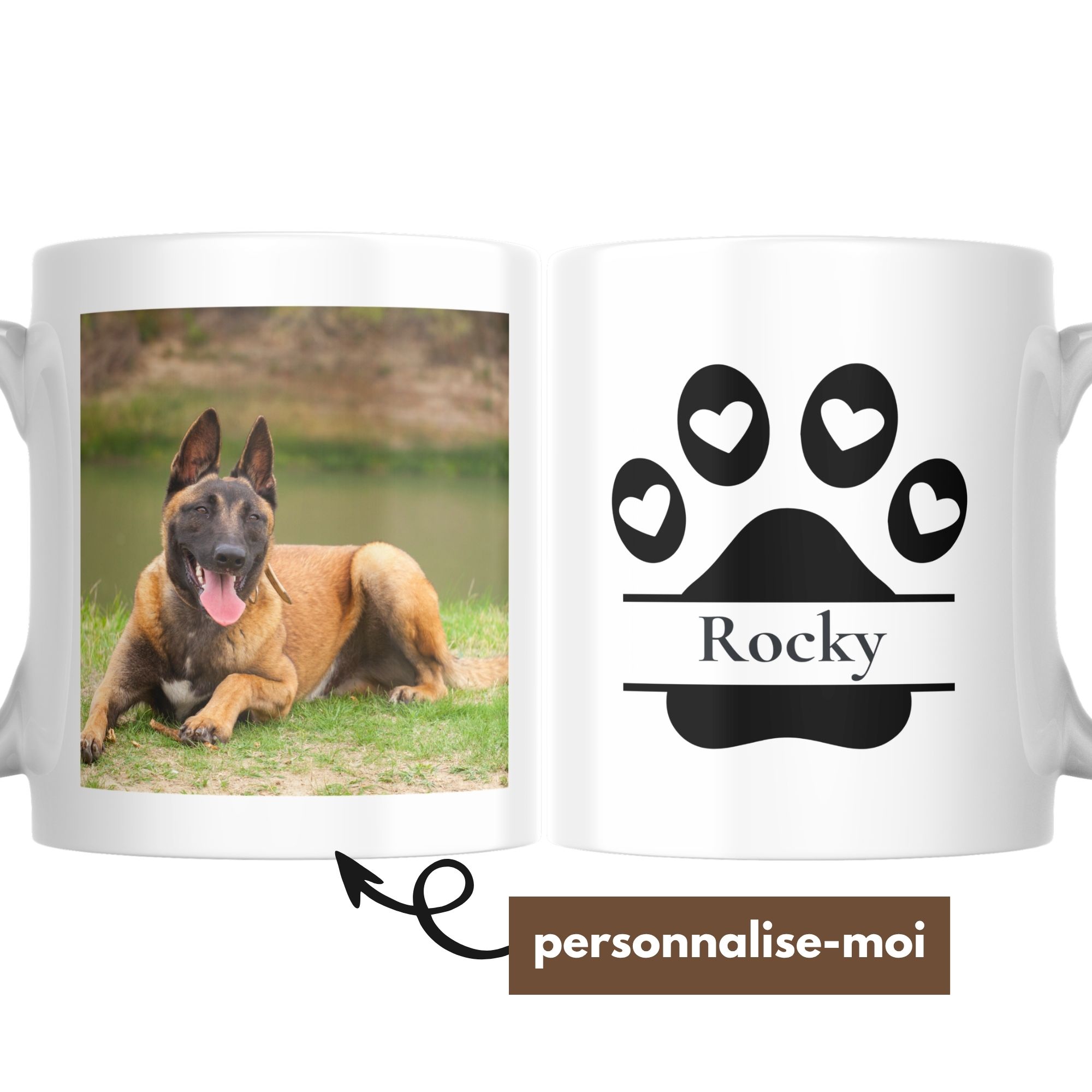 Mug Chien Personnalisé Photo et Empreintes avec Prénom 1 Mug Chien Personnalisé Photo et Empreintes avec Prénom